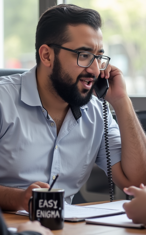 eslam is sitting at a table talking with other ... copy