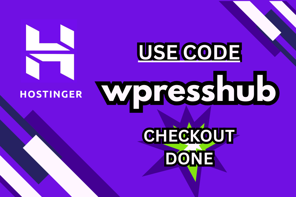 Applying the verified wpresshub Hostinger coupon code at checkout.
