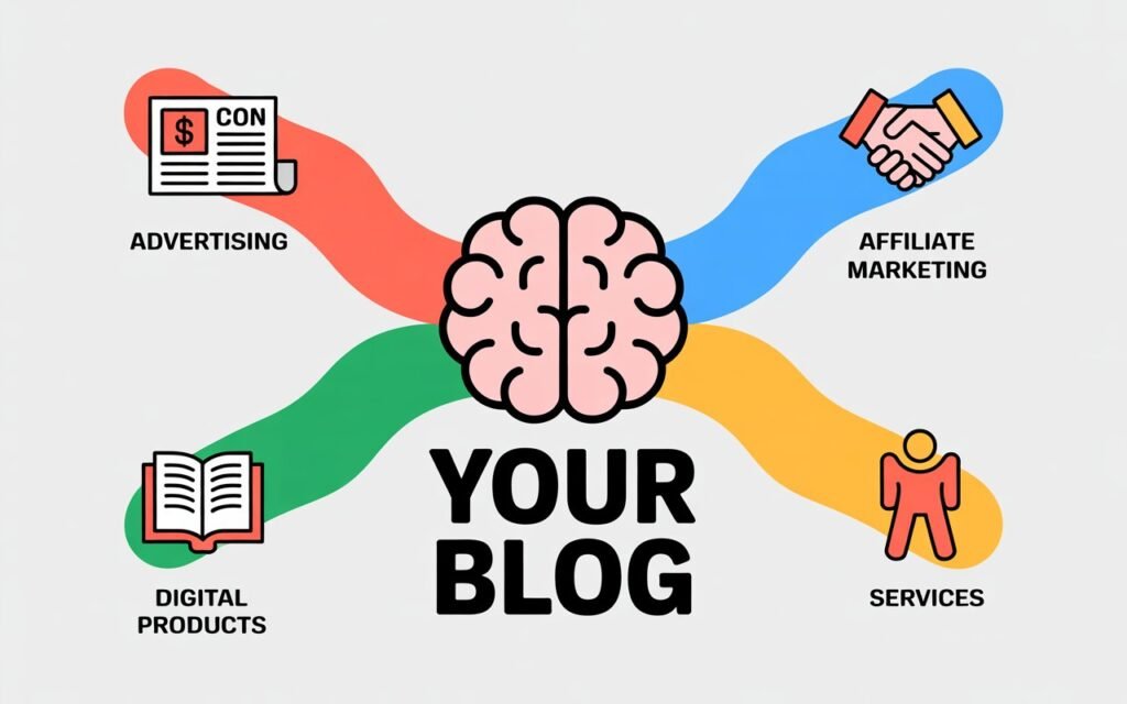 An infographic showing the four main ways to monetize a blog.
