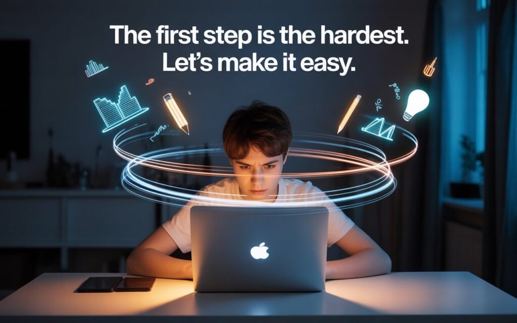 A young entrepreneur learning how to write your first blog post.